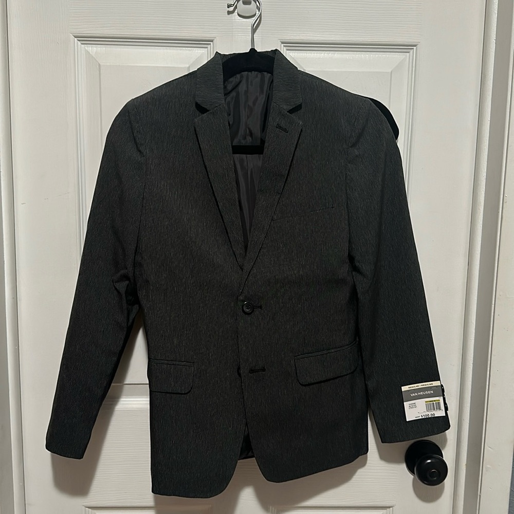 Boys Van Husen 2 pc suit black. Size 14. Brand new with tags.